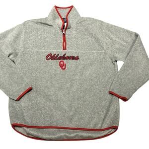 OU University of Oklahoma Gray and Red Women’s Large Quarter Zip Pullover